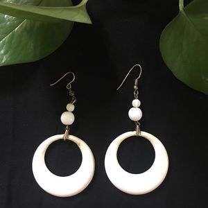 White hoop earrings costume jewelry mod